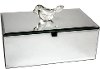 Silver Mirrored Box with Decorative Bird Topper