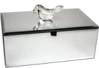 Silver Mirrored Box with Decorative Bird Topper