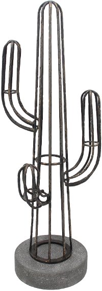 28 Inch Gray Metal Saguaro Cactus Sculpture