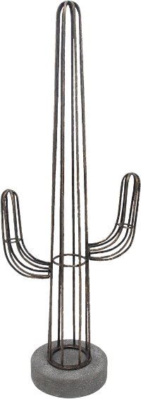 36 Inch Gray Metal Sagauro Cactus Sculpture