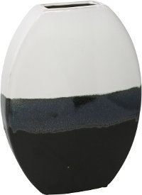 12 Inch White and Black Ceramic Vase