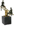 Black and Gold Teeter-Totter Sculpture with Kids-2