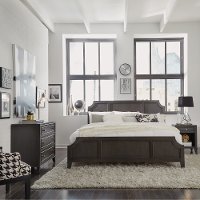 Classic Contemporary Gray King Size Bed, Nightstand & Chest - 5th Avenue