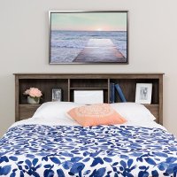 Rustic Modern Gray Full-Queen Bookcase Headboard - Salt Spring