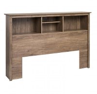 Rustic Modern Gray Full-Queen Bookcase Headboard - Salt Spring-2