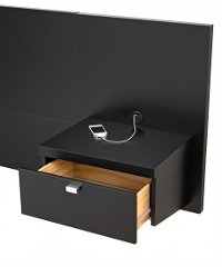 Modern Black Floating Queen Headboard with Nightstands - Series 9-5