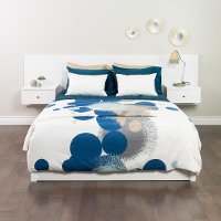 Modern White Floating Queen Headboard with Nightstands - Series 9