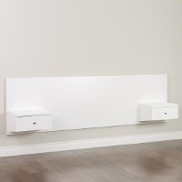 Modern White Floating Queen Headboard with Nightstands - Series 9-2