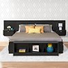Modern Black Floating King Headboard with Nightstands - Series 9