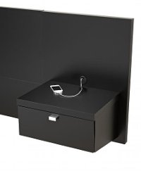 Modern Black Floating King Headboard with Nightstands - Series 9-3