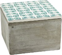 Distressed Cement Box with Ivory and Green Lid