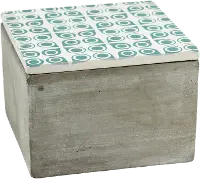 Distressed Cement Box with Ivory and Green Lid