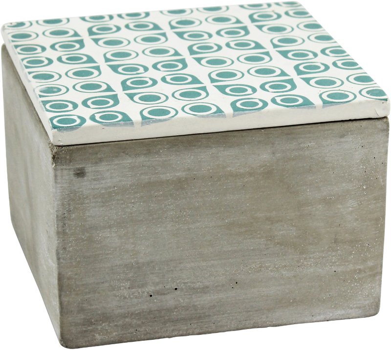 Distressed Cement Box with Ivory and Green Lid | RC Willey Furniture Store