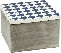 Distressed Cement Box with Ivory and Blue Lid