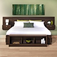 Modern Espresso Floating King Headboard with Nightstands - Series 9