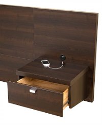 Modern Espresso Floating King Headboard with Nightstands - Series 9-3