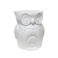 White Ceramic Owl Garden Stool