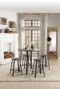Oak and Metal 36 Inch Round Counter Height Dining Table - Chevre