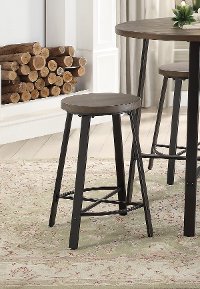 Oak and Metal 24 Inch Counter Height Stool - Chevre