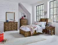 Rustic Casual Pine 6 Piece Twin Youth Bedroom Set - Nelson
