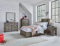 Rustic Casual Gray 6 Piece Twin Youth Bedroom Set - Nelson