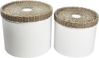 15 Inch Natural and Brown Metal Storage Canister