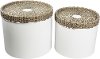 Clearance 15 Inch Natural and Brown Metal Storage Canister