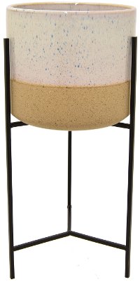 Cream Planter On Metal Stand