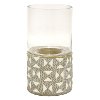Off-White and Beige Ceramic And Glass Hurricane