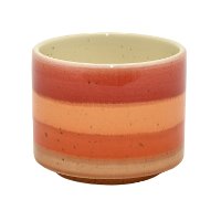 Red and Orange Striped Ceramic Planter