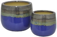 7 Inch Blue Glazed Ceramic Pot