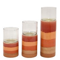 7 Inch Red and Orange Ceramic and Glass Hurricane