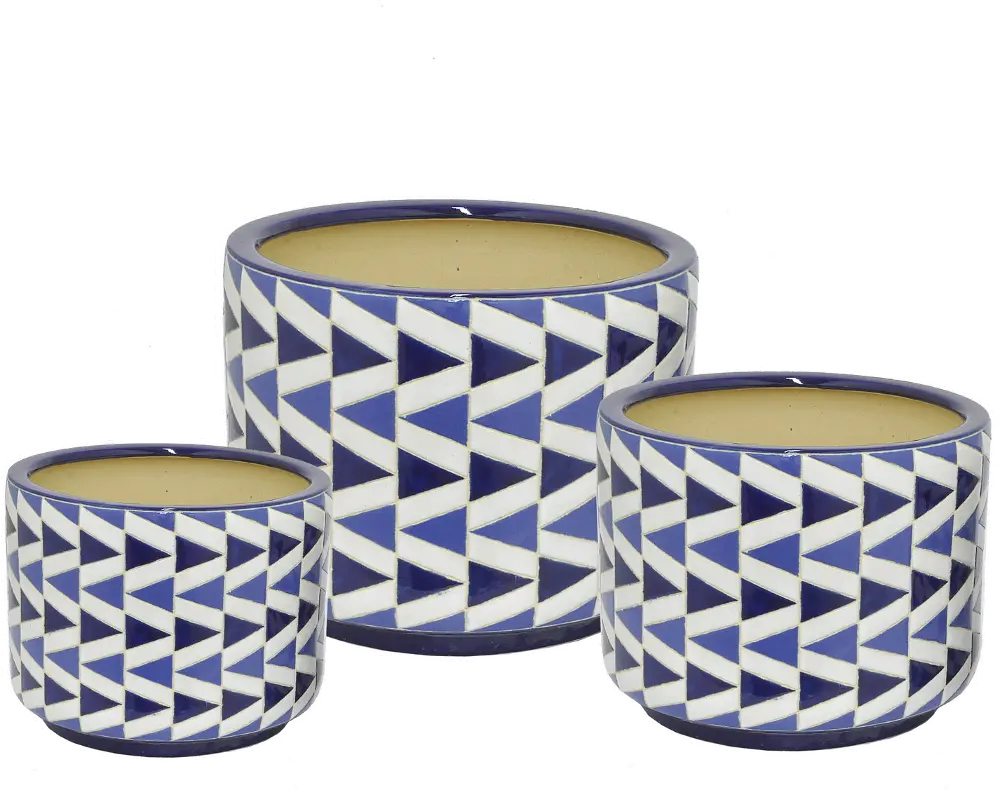 8 Inch Blue and White Ceramic Planter-1
