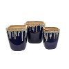 13 Inch Navy Blue, White and Rust Drip Ceramic Planter
