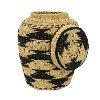Tan and Black Paper Rope Storage Basket With Lid