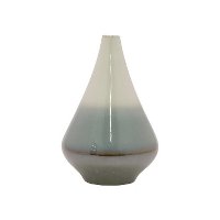 16 Inch Cream, Blue and Gray Cone Vase