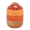 Clearance 7 Inch Red and Orange Striped Ceramic Vase