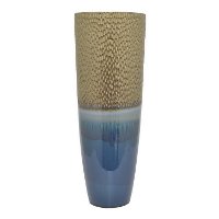 28 Inch Copper and Blue Ceramic Vase