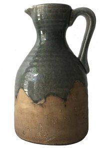 Clay and Gray Ceramic Pitcher Vase with Handle