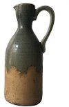 14 Inch Clay and Gray Ceramic Pitcher Vase with Handle