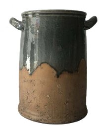 Two Tone Gray and Clay Ceramic Vase with Handles