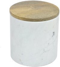 6.25 Inch Silver Marble Round Box with Wood Lid