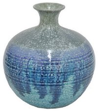 8 Inch Round Blue Ceramic Vase