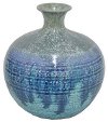 Clearance 8 Inch Round Blue Ceramic Vase