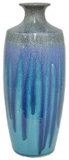 15 Inch Blue Drip Ceramic Vase