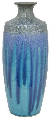 15 Inch Blue Drip Ceramic Vase