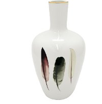 16 Inch White Feather Vase