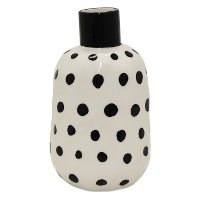 7 Inch White Ceramic Vase with Black Dots-3