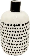 Clearance 10 Inch White Ceramic Vase with Black Dots