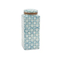 9 Inch Blue Ceramic Covered Jar